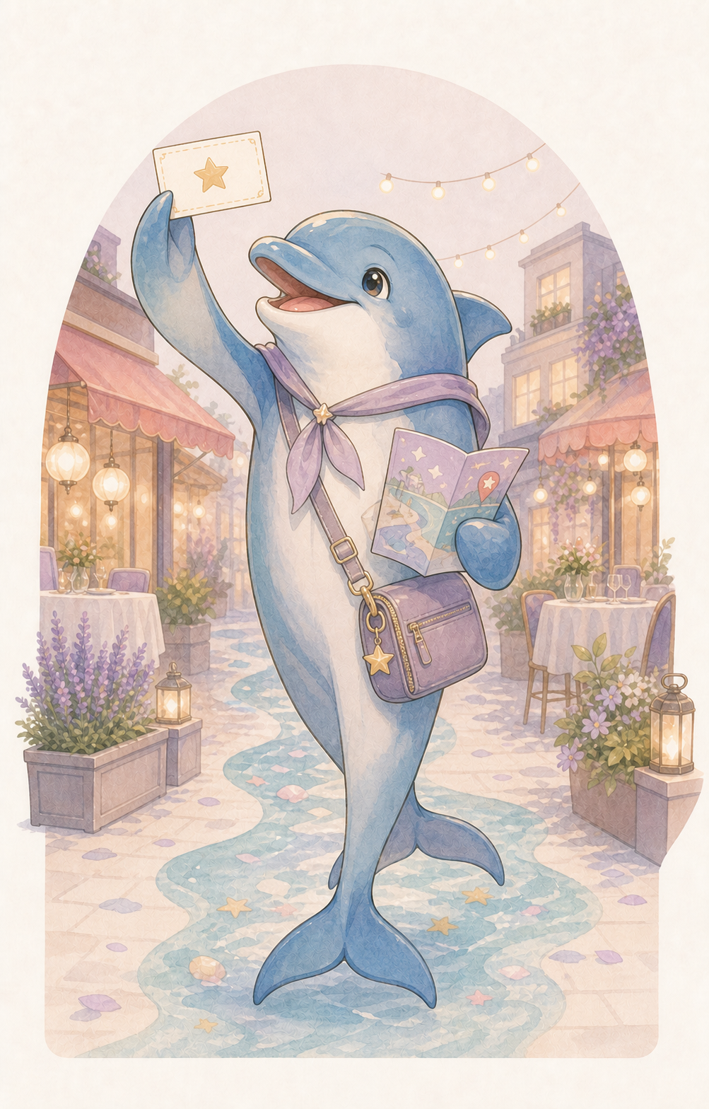 遠足イルカのキャラクターイラスト